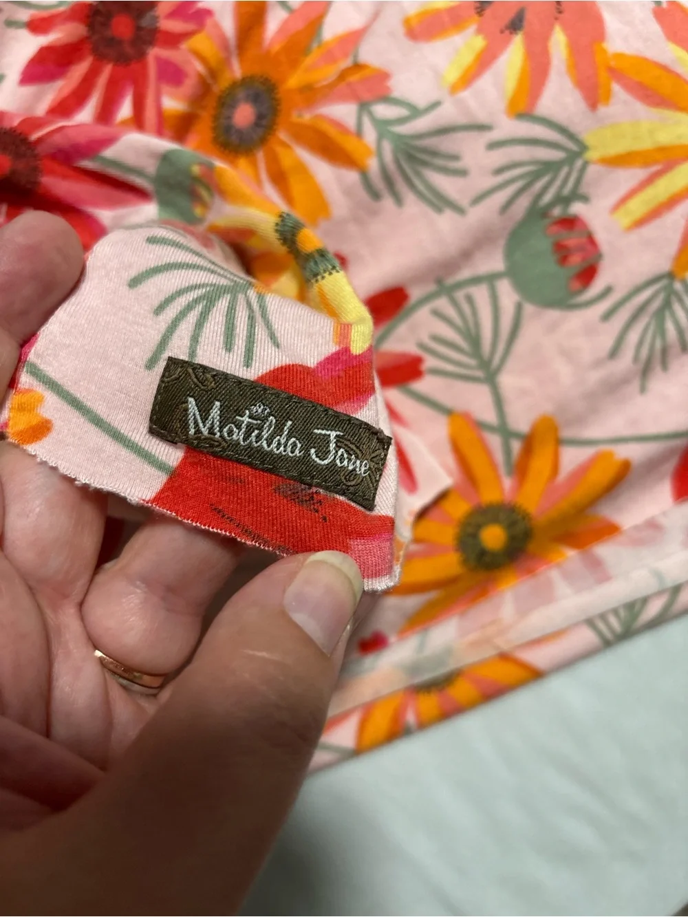 Matilda Jane size 8 floral pink orange Floral Sundress Ruffle Details bamboo
